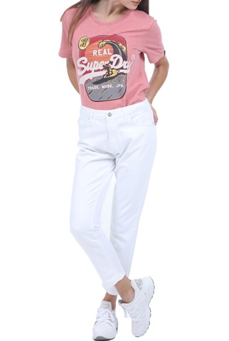 SUPERDRY-Γυναικείο t-shirt με στάμπα SUPERDRY ροζ
