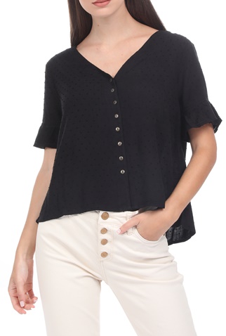 SUPERDRY-Γυναικεία μπλούζα SUPERDRY LACE TOP μαύρη