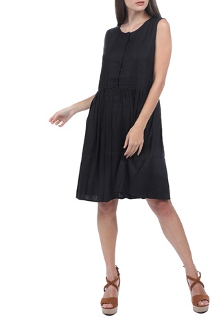 SUPERDRY-Γυναικείο φόρεμα SUPERDRY TEXTURED DAY DRESS μαύρο