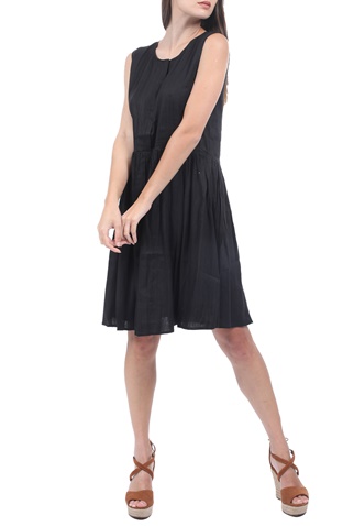 SUPERDRY-Γυναικείο φόρεμα SUPERDRY TEXTURED DAY DRESS μαύρο