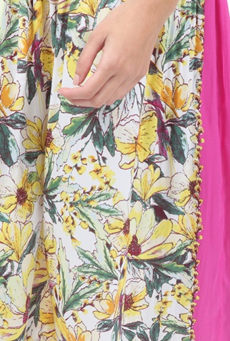 FREE PEOPLE COLLECTION-Γυναικεία παντελόνα FREE PEOPLE IN BLOOM μπεζ ροζ