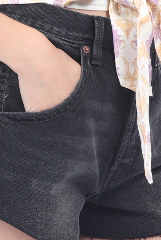 FREE PEOPLE COLLECTION-Γυναικείο jean σορτς FREE PEOPLE TALIESIN CUT OFF μαύρο