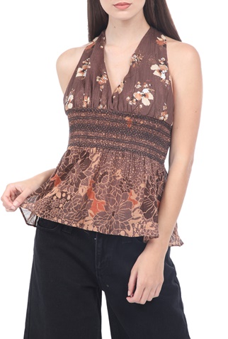 FREE PEOPLE COLLECTION-Γυναικείο τοπ FREE PEOPLE BRINKLEY καφέ