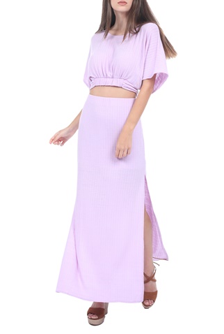 FREE PEOPLE COLLECTION-Γυναικείο σετ από top και φούστα FREE PEOPLE COLLECTION KELSEY μοβ