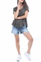 FREE PEOPLE COLLECTION-Γυναικεία κοντομάνικη μπλούζα FREE PEOPLE SAMMIE γκρι