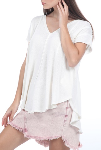 FREE PEOPLE COLLECTION-Γυναικεία κοντομάνικη μπλούζα FREE PEOPLE SAMMIE λευκή