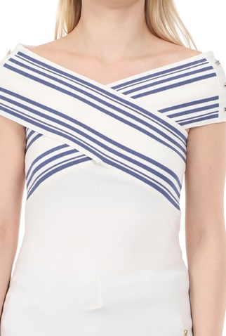 GAUDI-Γυναικεία off shoulder μπλούζα GAUDI λευκή μπλε