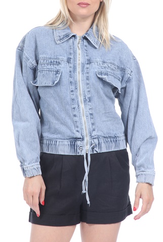 KENDALL + KYLIE-Γυναικείο cropped jean jacket KENDALL + KYLIE μπλε