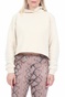 KENDALL + KYLIE-Γυναικεία cropped φούτερ μπλούζα KENDALL + KYLIE RUCHING SLEEVE εκρού