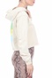 KENDALL + KYLIE-Γυναικεία cropped φούτερ μπλούζα KENDALL + KYLIE RUCHING SLEEVE εκρού
