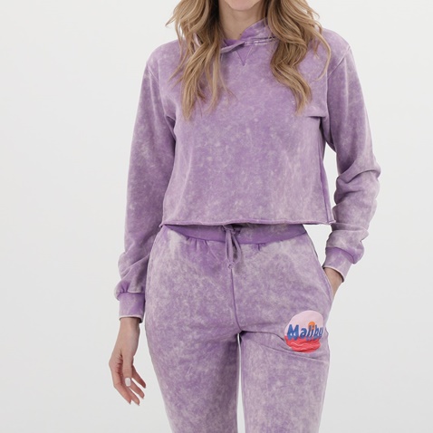 KENDALL+KYLIE-Γυναικεία cropped φούτερ μπλούζα KENDALL+KYLIE KKC.1S1.014.002 λιλά