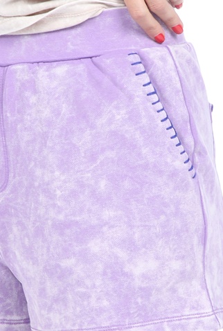 KENDALL + KYLIE-Γυναικείο σορτς KENDALL + KYLIE BLANKET STITCH SWEAT μοβ
