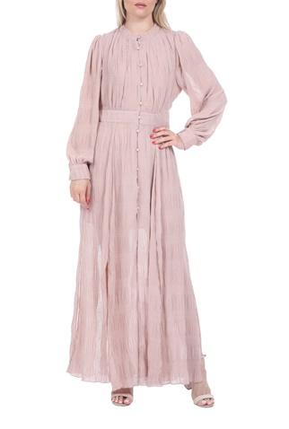 KENDALL + KYLIE-Γυναικείο maxi φόρεμα KENDALL + KYLIE BUTTON UP CREW ροζ