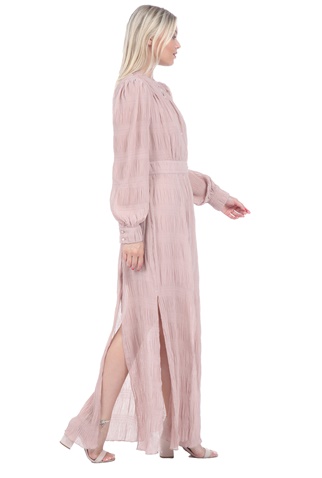 KENDALL + KYLIE-Γυναικείο maxi φόρεμα KENDALL + KYLIE BUTTON UP CREW ροζ