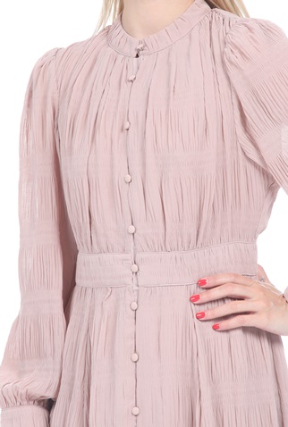 KENDALL + KYLIE-Γυναικείο maxi φόρεμα KENDALL + KYLIE BUTTON UP CREW ροζ