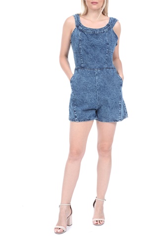 KENDALL + KYLIE-Γυναικεία ολόσωμη jean φόρμα σορτς KENDALL + KYLIE ROMPER μπλε