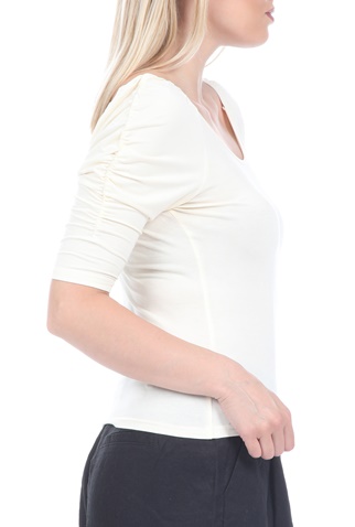 KENDALL + KYLIE-Γυναικεία μπλούζα KENDALL + KYLIE PUFF SLEEVE KNIT μπεζ