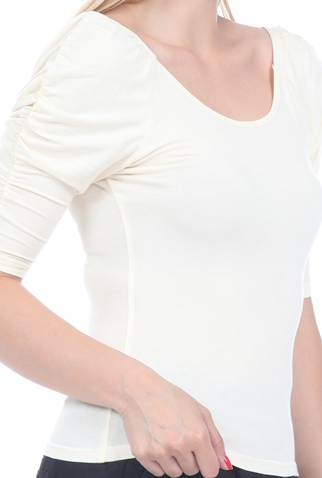 KENDALL + KYLIE-Γυναικεία μπλούζα KENDALL + KYLIE PUFF SLEEVE KNIT μπεζ