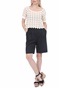 KENDALL + KYLIE-Γυναικεία πλεκτή cropped μπλούζα KENDALL + KYLIE  SCALLOP STRIPE εκρού μπεζ