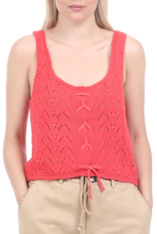KENDALL + KYLIE-Γυναικείο πλεκτό cropped top KENDALL + KYLIE πορτοκαλί