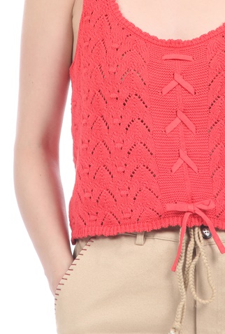 KENDALL + KYLIE-Γυναικείο πλεκτό cropped top KENDALL + KYLIE πορτοκαλί