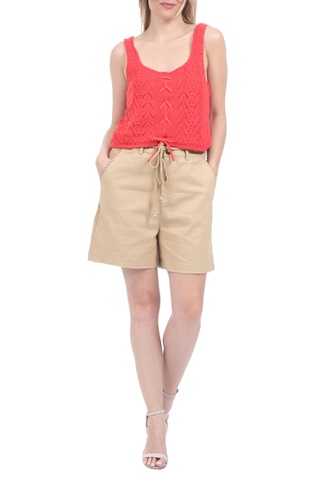 KENDALL + KYLIE-Γυναικείο πλεκτό cropped top KENDALL + KYLIE πορτοκαλί