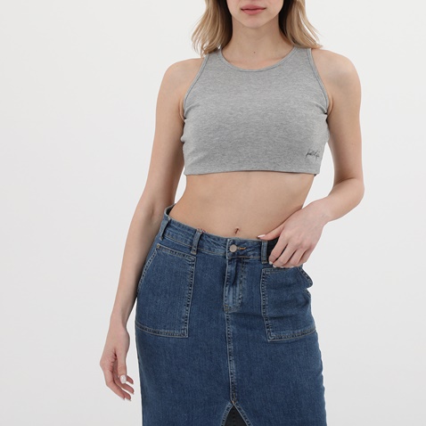KENDALL+KYLIE-Γυναικείο rib cropped top KENDALL+KYLIE  KKW.1S1.040.010 γκρι