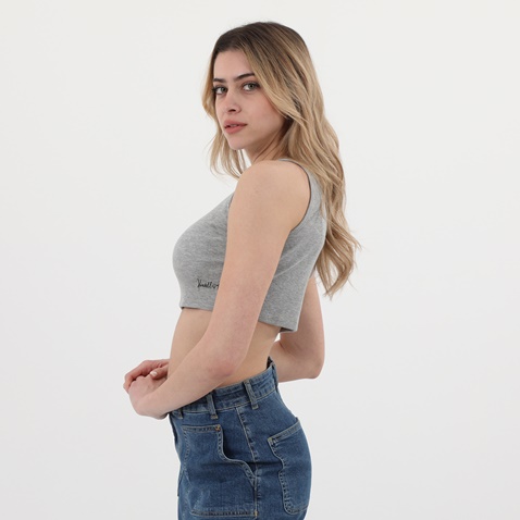KENDALL+KYLIE-Γυναικείο rib cropped top KENDALL+KYLIE  KKW.1S1.040.010 γκρι