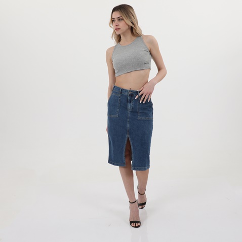 KENDALL+KYLIE-Γυναικείο rib cropped top KENDALL+KYLIE  KKW.1S1.040.010 γκρι
