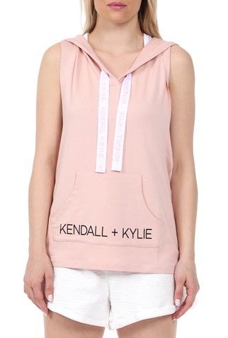 KENDALL + KYLIE-Γυναικεία φούτερ μπλούζα KENDALL + KYLIE W HOODY LOGO ροζ