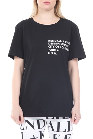 KENDALL + KYLIE-Γυναικείο t-shirt KENDALL + KYLIE LONGFIT LOGO μαύρο