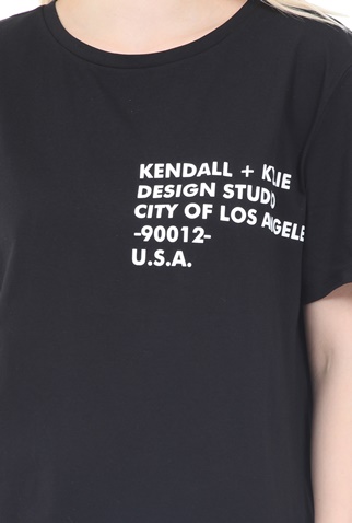 KENDALL + KYLIE-Γυναικείο t-shirt KENDALL + KYLIE LONGFIT LOGO μαύρο