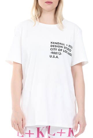 KENDALL + KYLIE-Γυναικείο t-shirt KENDALL + KYLIE LONGFIT LOGO λευκό
