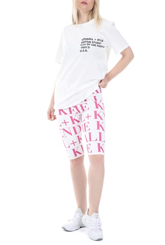 KENDALL + KYLIE-Γυναικείο t-shirt KENDALL + KYLIE LONGFIT LOGO λευκό
