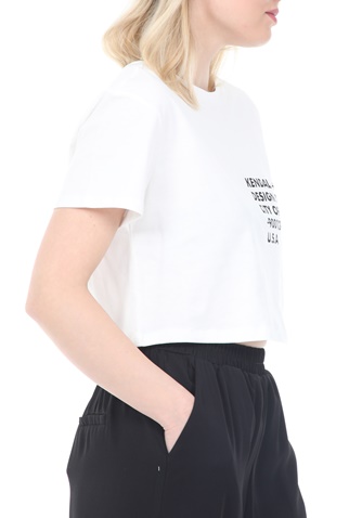 KENDALL + KYLIE-Γυναικείο t-shirt KENDALL + KYLIE CROPPED LOGO λευκό