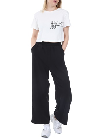 KENDALL + KYLIE-Γυναικείο t-shirt KENDALL + KYLIE CROPPED LOGO λευκό