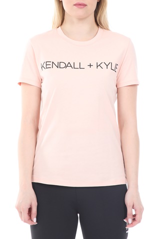 KENDALL + KYLIE-Γυναικείο t-shirt KENDALL + KYLIE BASIC LOGO ροζ