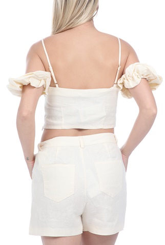 NA-KD-Γυναικείο top NA-KD DROPPED SHOULDER LINEN μπεζ
