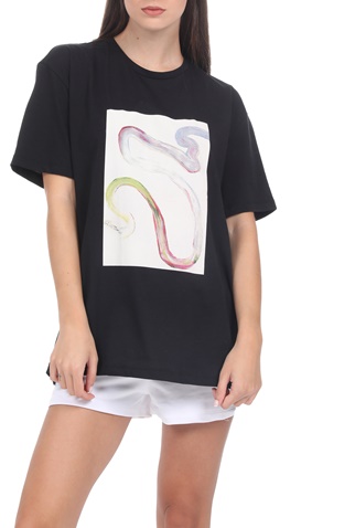 NA-KD-Γυναικεία μπλούζα NA-KD PRINTED LOOSE FIT μαύρη