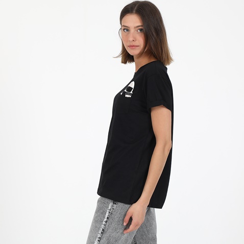 KARL LAGERFELD-Γυναικείο βαμβακερό t-shirt KARL LAGERFELD ikonik karl pocket μαύρο