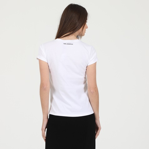 KARL LAGERFELD-Γυναικείο t-shirt KARL LAGERFELD ikonik karl pocket λευκό