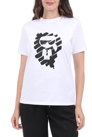KARL LAGERFELD-Γυναικείο t-shirt KARL LAGERFELD ikonik graffiti λευκή μαύρη