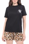 KARL LAGERFELD-Γυναικείο t-shirt KARL LAGERFELD ikonik graffiti pocket μαύρο
