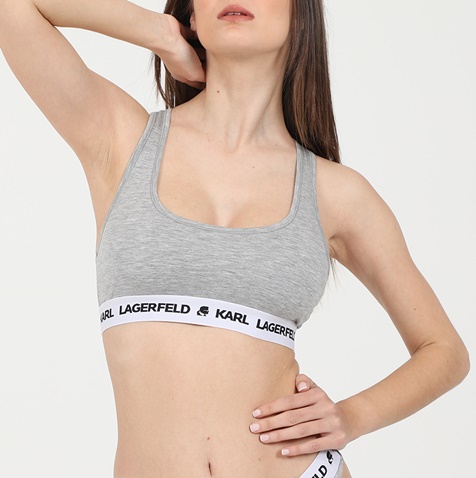 KARL LAGERFELD-Γυναικείο μπουστάκι KARL LAGERFELD 211W2102 Logo Bralette γκρι