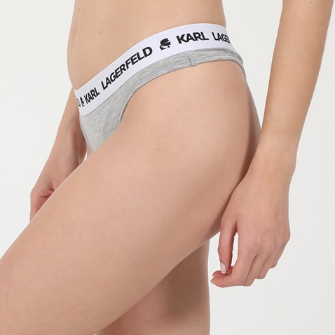KARL LAGERFELD-Γυναικείο thong slip KARL LAGERFELD Logo Thong γκρι