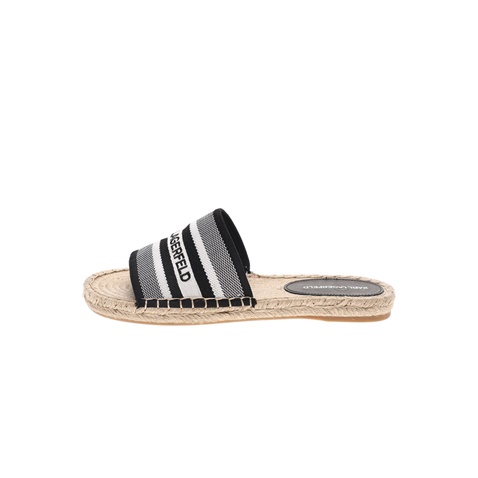 KARL LAGERFELD-Γυναικείες εσπαντρίγιες slides KARL LAGERFELD KAMINI Raffia Kickdown γκρι λευκές