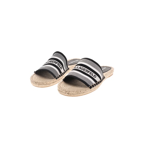 KARL LAGERFELD-Γυναικείες εσπαντρίγιες slides KARL LAGERFELD KAMINI Raffia Kickdown γκρι λευκές