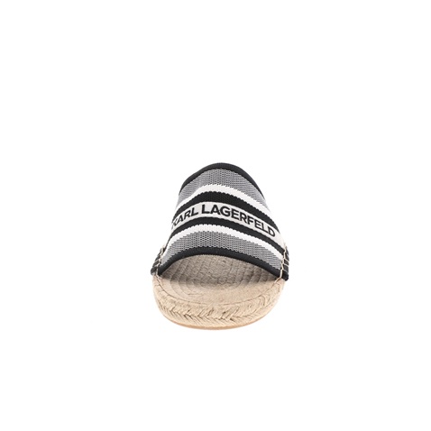 KARL LAGERFELD-Γυναικείες εσπαντρίγιες slides KARL LAGERFELD KAMINI Raffia Kickdown γκρι λευκές