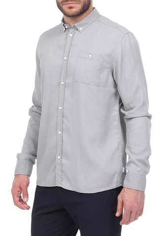 LES DEUX-Ανδρικό πουκάμισο LES DEUX Laurent Tencel Twill Shirt γκρι
