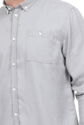 LES DEUX-Ανδρικό πουκάμισο LES DEUX Laurent Tencel Twill Shirt γκρι